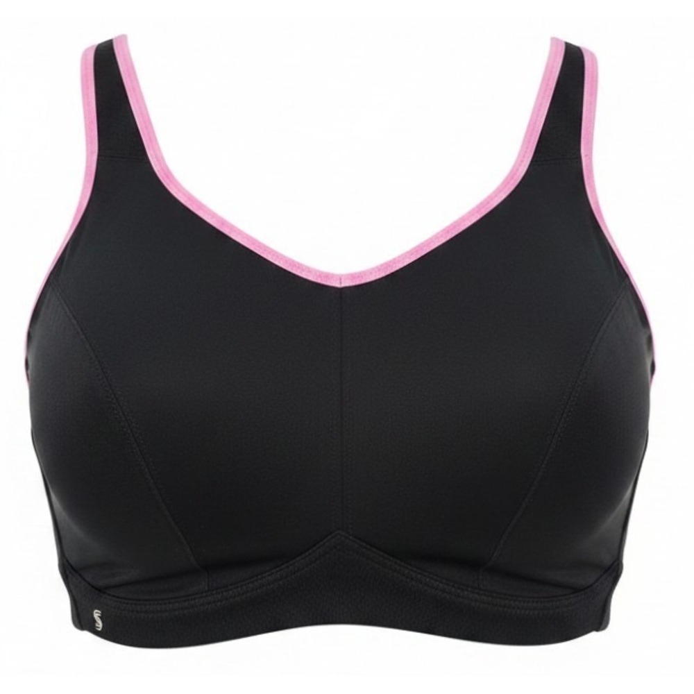 Glamorise MagicLift Seamless Sports Bra 36F‎ Black Pink Medium Impact 1066